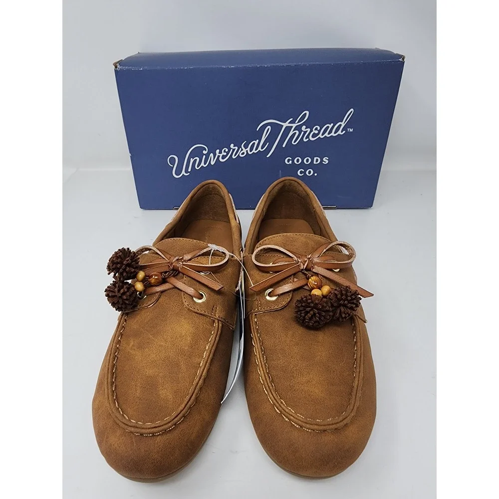Universal Thread Chestnut‎ Midge Boat Shoes Womens 9.5 Memory Foam Brown Loafers